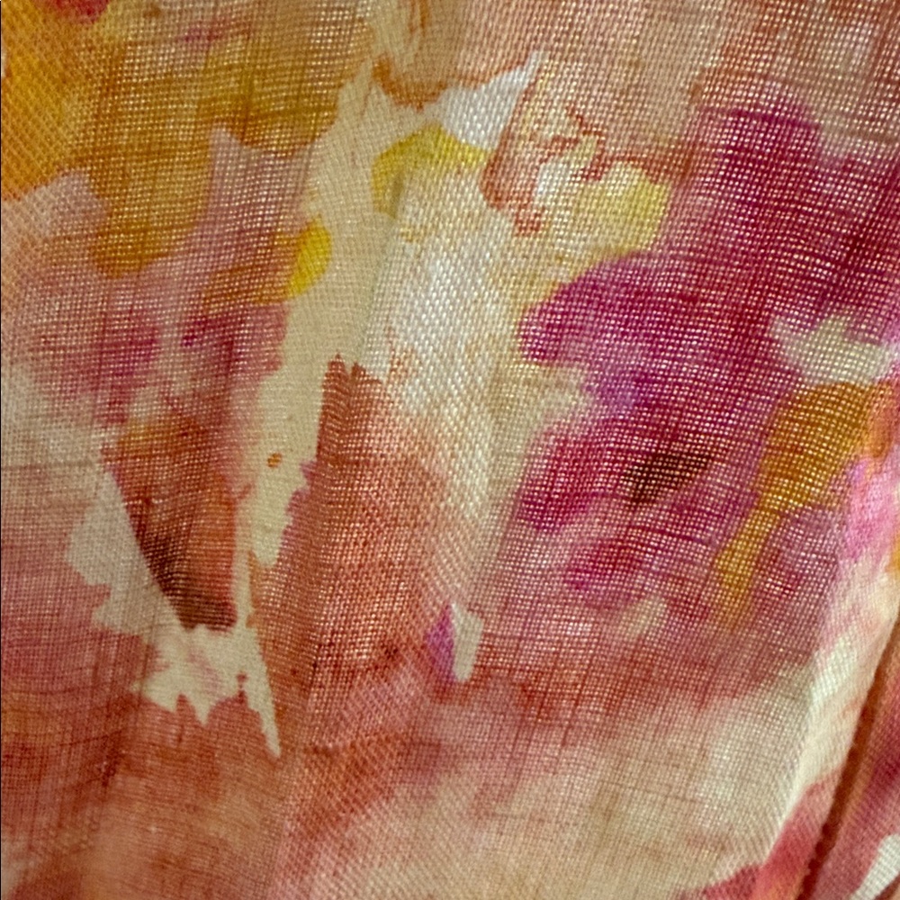 Zara Flutter-Sleeve linen Open-Back Maxi Dress in Orange Floral - Picture 8 of 15